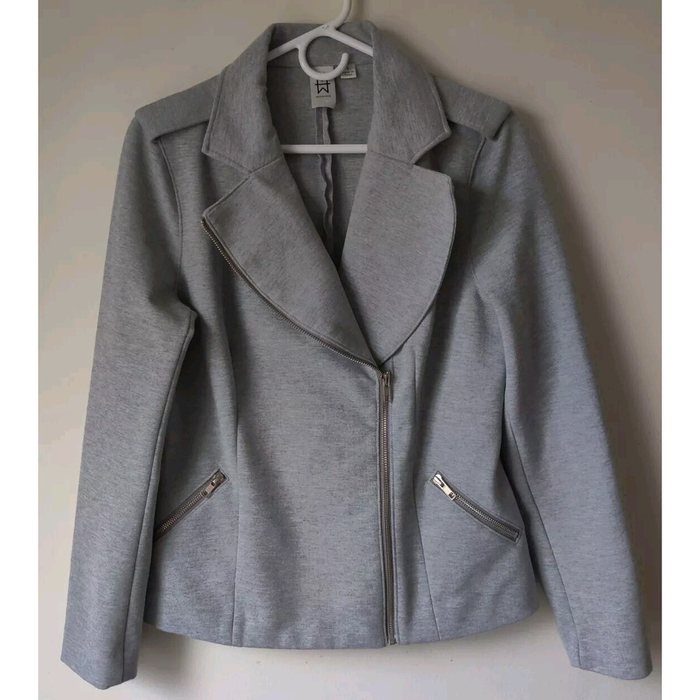 MARC BOUWER Heather Gray Motorcycle Biker Style MOTO Jacket Size Small